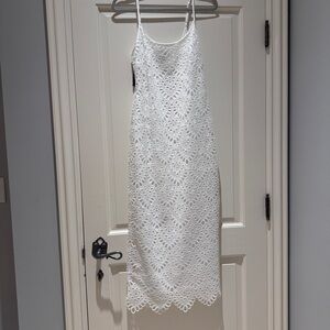 NWT Donna Karan White Dress Floral Bloom